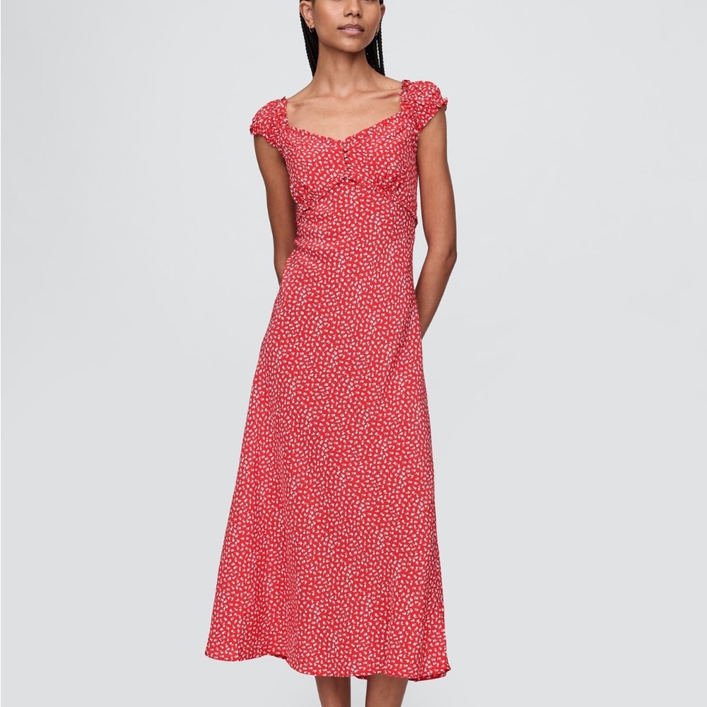 GAP Red and White Flutter Sleeve Maxi Sundress